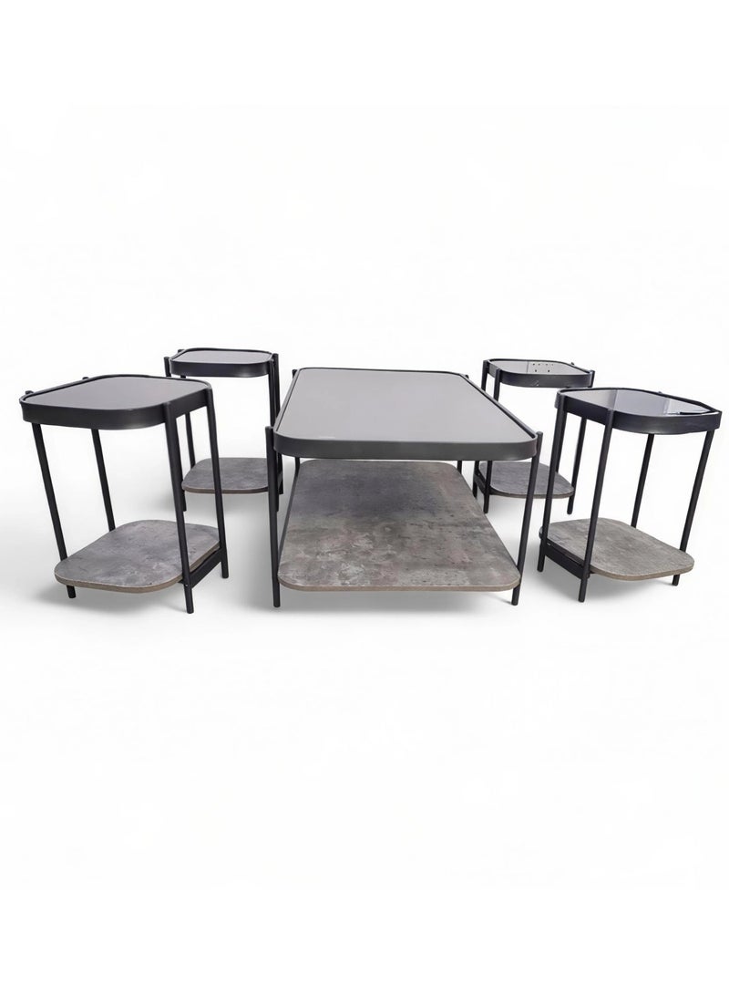 Concent 5-piece Dorn service table set, with glass top transparent - Image 3